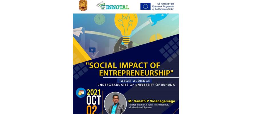 Online training/mentoring session on the social impact of entrepreneurship was organized by the Talent Lab at University of Ruhuna 