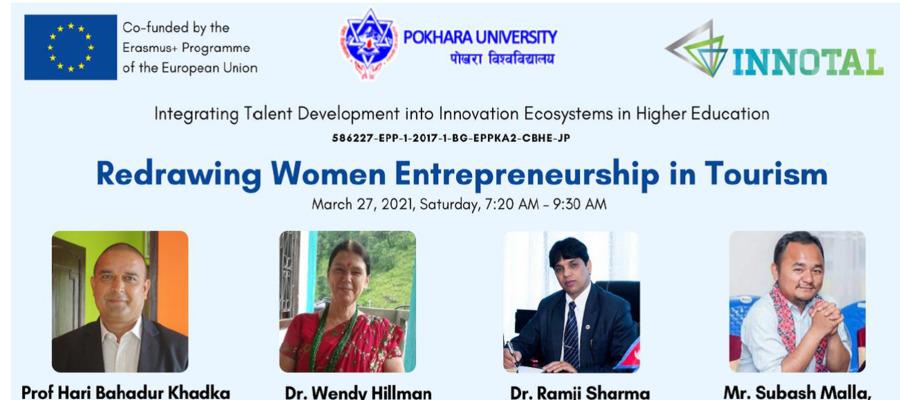 The Talent Lab at Pokhara University organized webinar “Redrawing Women Entrepreneurship in Tourism”