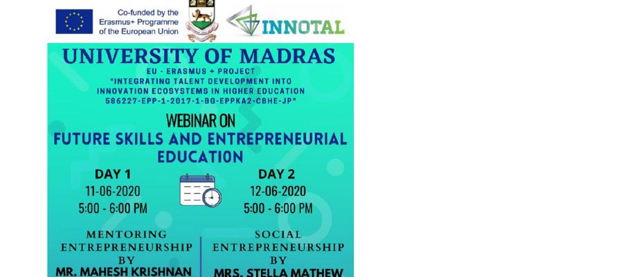 University of Madras organized Future skills and Entrepreneurial Education webinars